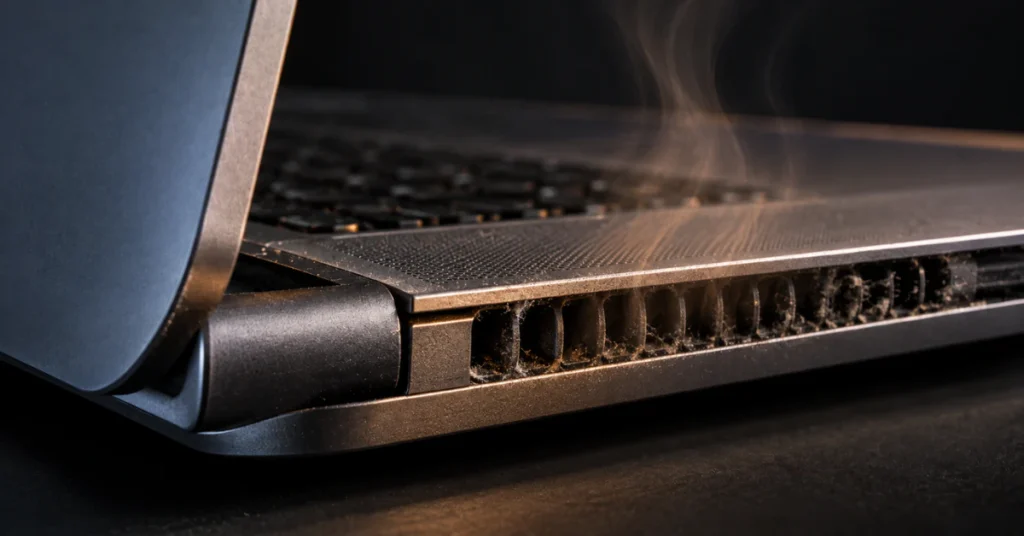 MacBook Pro hinge area near exhaust vents overheating
