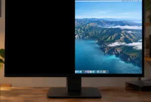 Desktop monitor displaying half black screen with other half showing normal desktop