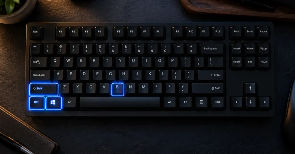 Keyboard shortcut Win Ctrl Shift B highlighted for resetting graphics driver