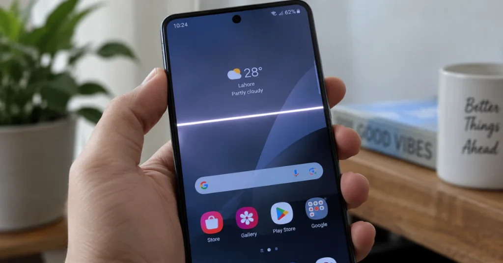 White horizontal line visible on smartphone screen