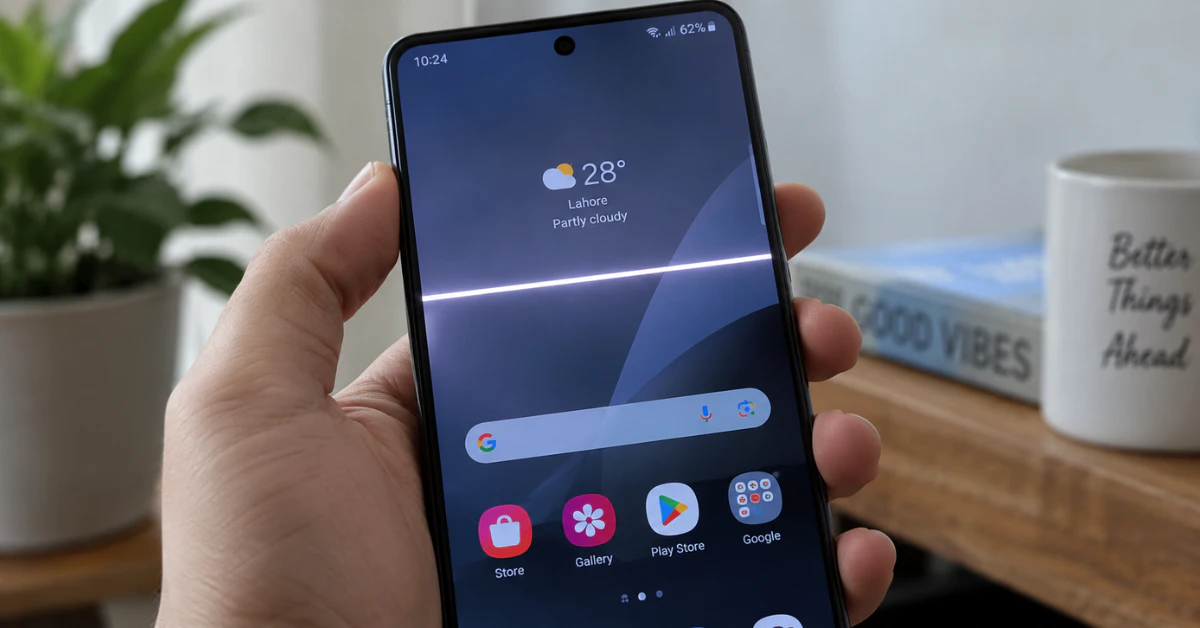 White horizontal line visible on smartphone screen