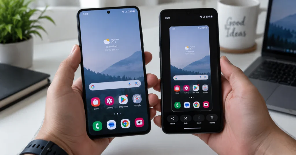 Comparing two phone screens for screenshot test