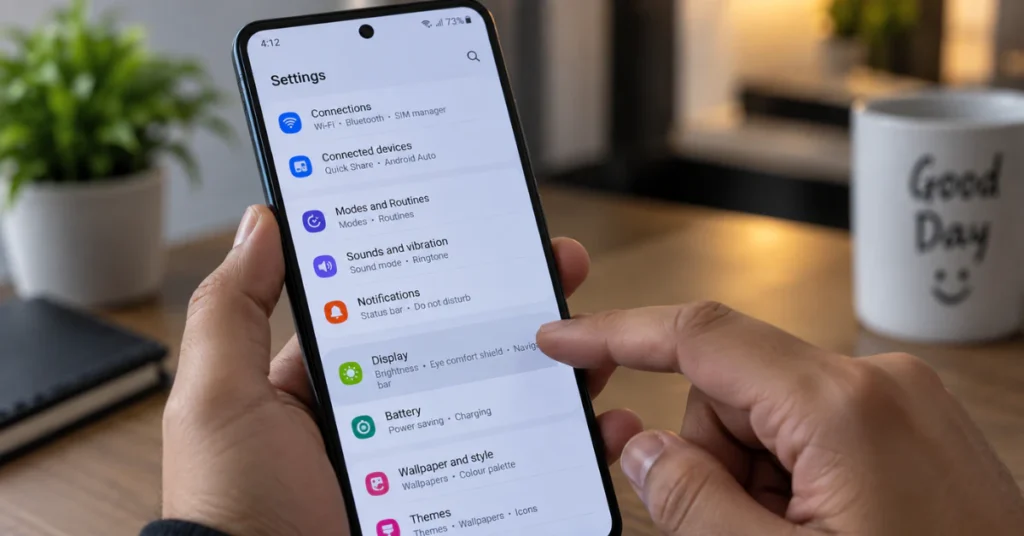 Navigating Android settings menu on phone